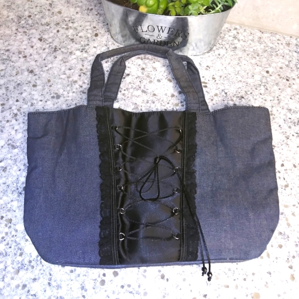 Vintage Victoria secret Lace Up Jean corset tote